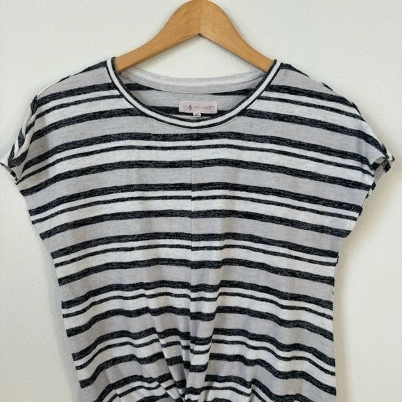 Lou & Grey for Loft Striped Gray Tee Crew Neck Small - Picture 3 of 10